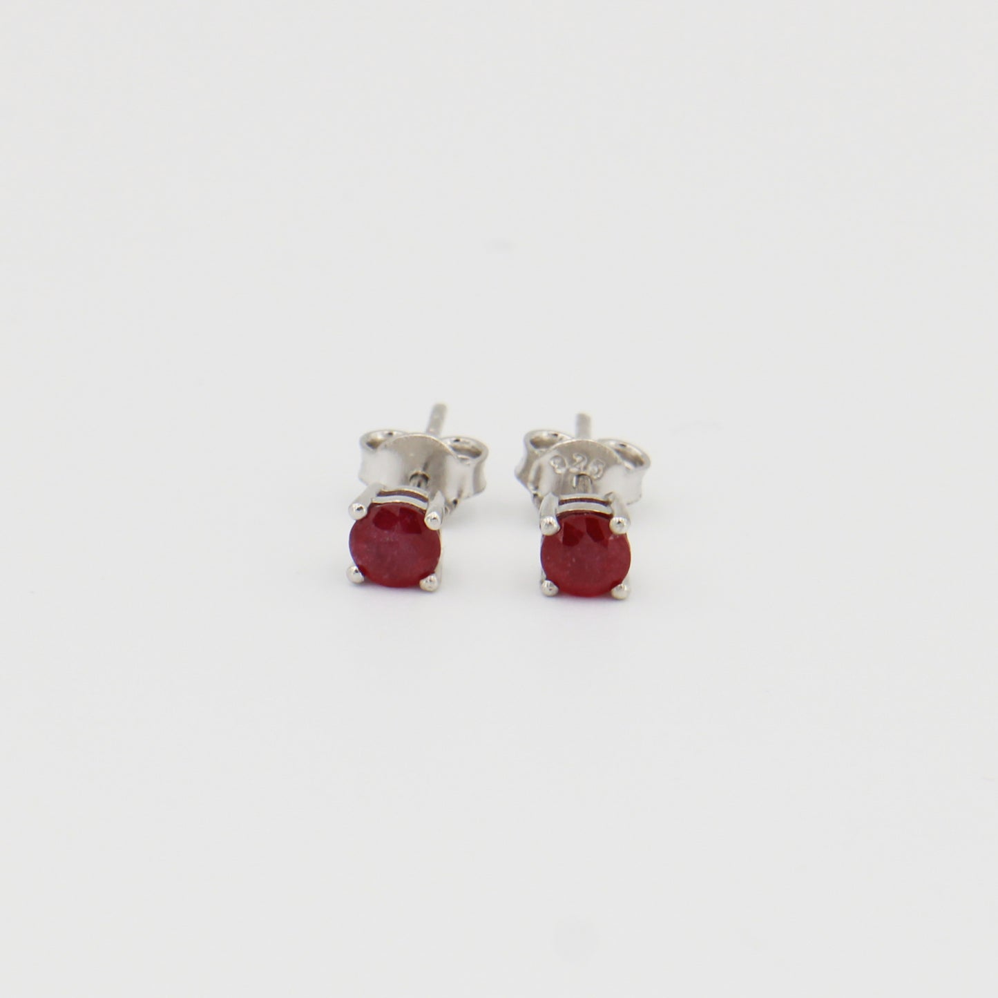 Ruby Round Prong Sterling Studs