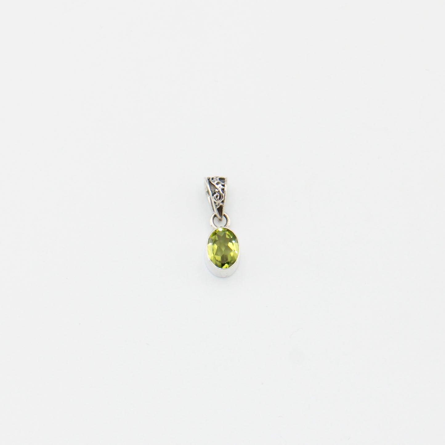 Peridot Tiny Oval Sterling Pendant