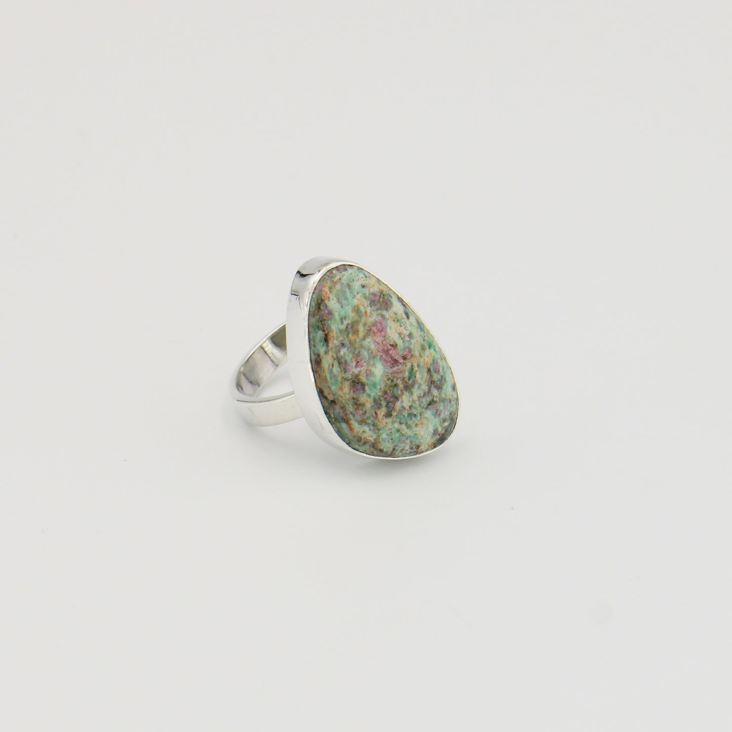 Ruby Fuchsite Wedge Sterling Ring Sz 8