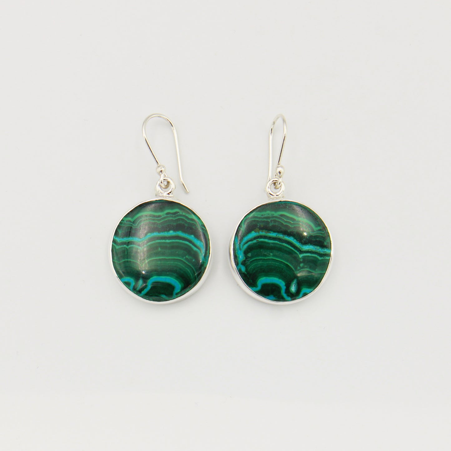 Malachite Chrysocolla Round Sterling Earrings