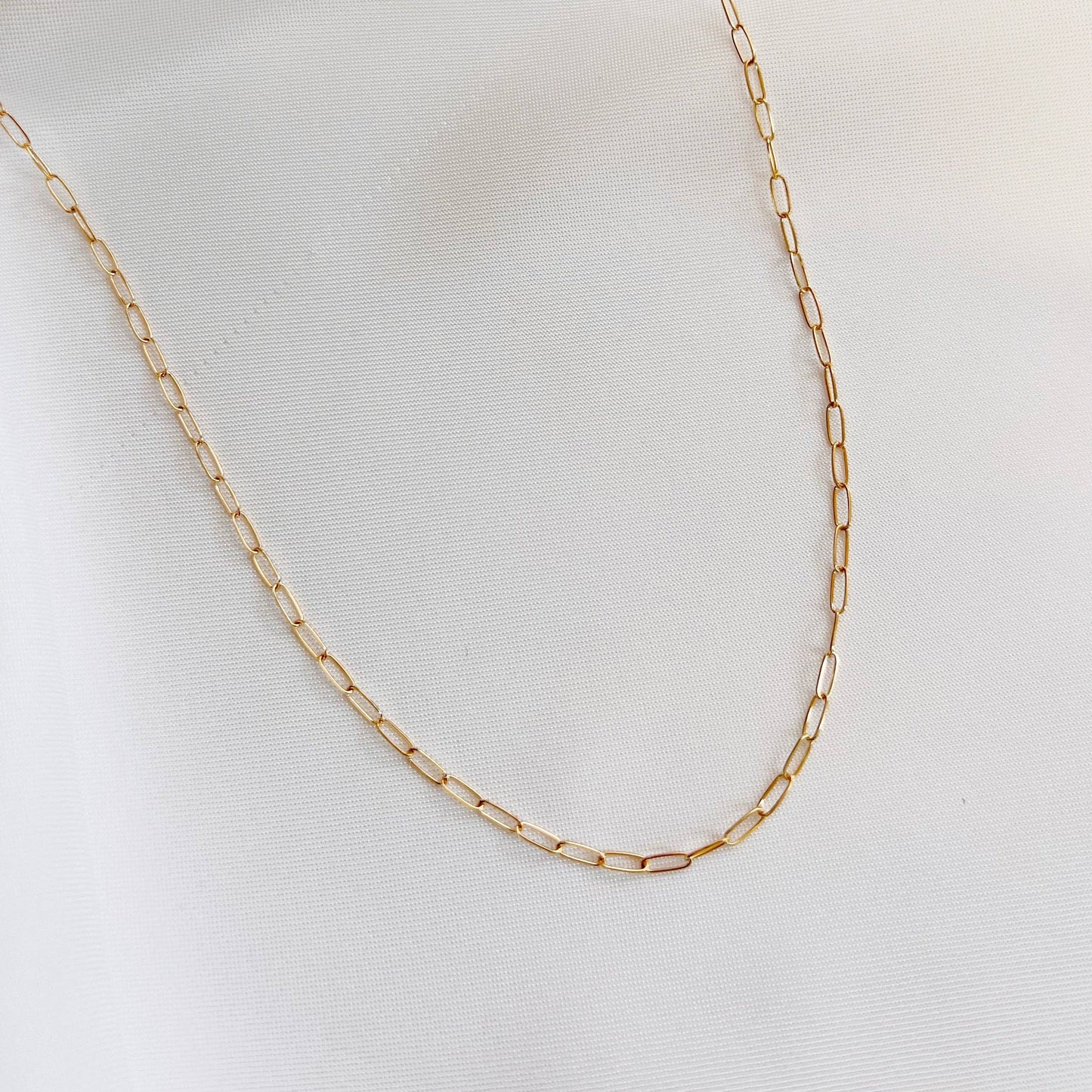 Rose Dainty Paperclip Layering Chain Necklace Gold Filled