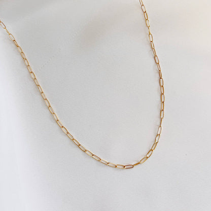 Rose Dainty Paperclip Layering Chain Necklace Gold Filled