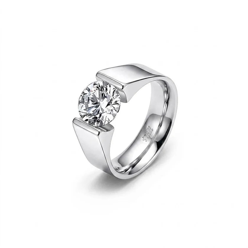 Stainless 2 ct Round Solitaire Ring