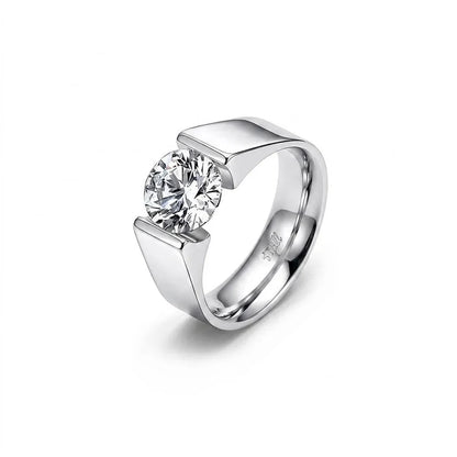 Stainless 2 ct Round Solitaire Ring
