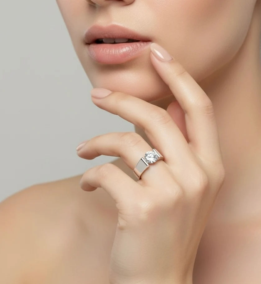 Stainless 2 ct Round Solitaire Ring