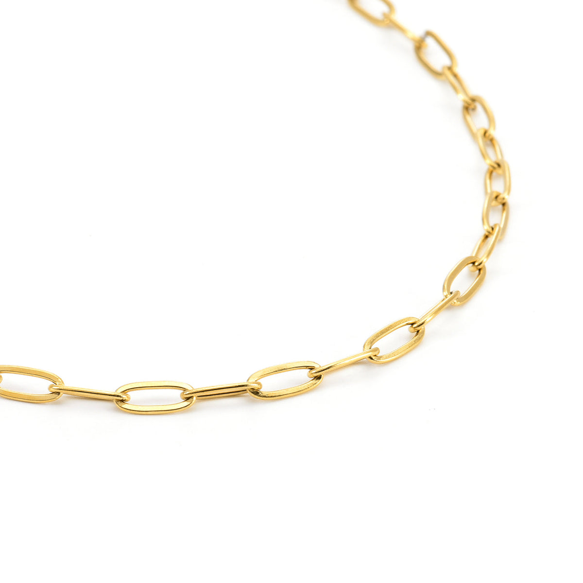 B Tiff 18k GP Oval Paperclip Chain w CZ clasp