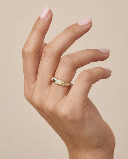 White Opalite GP Twist Ring