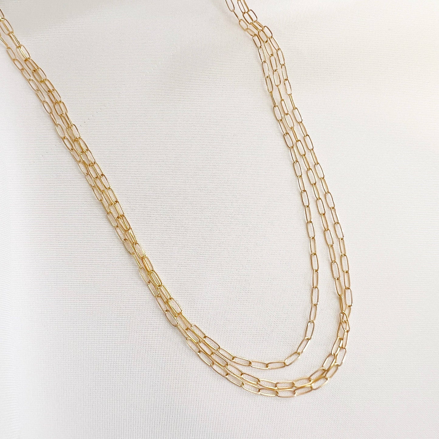 Rose Dainty Paperclip Layering Chain Necklace Gold Filled