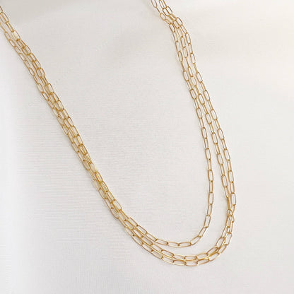 Rose Dainty Paperclip Layering Chain Necklace Gold Filled