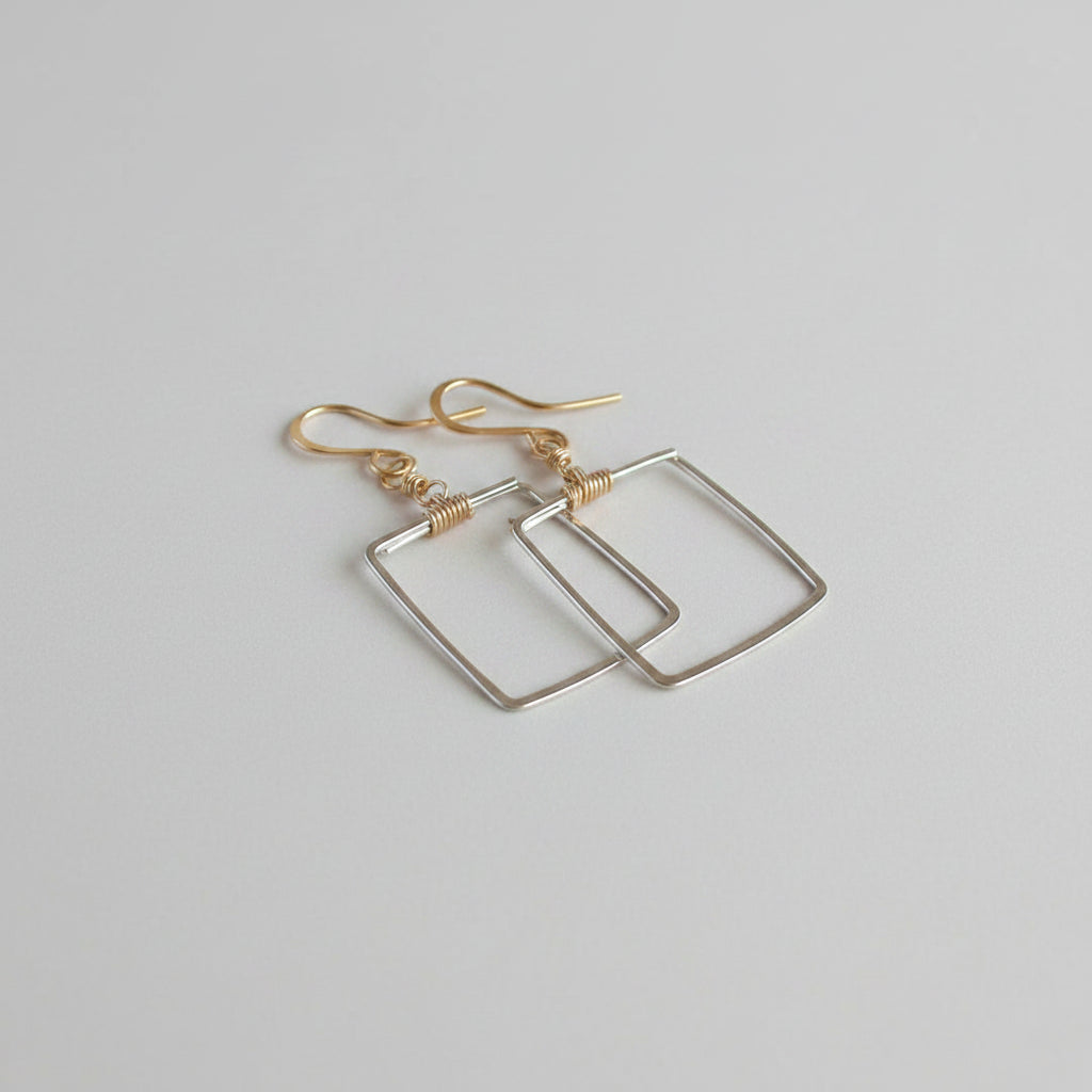 Framed Sterling and Gold Filled Earrings