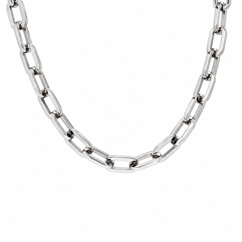 High Polish Paperclip Stainless Necklace