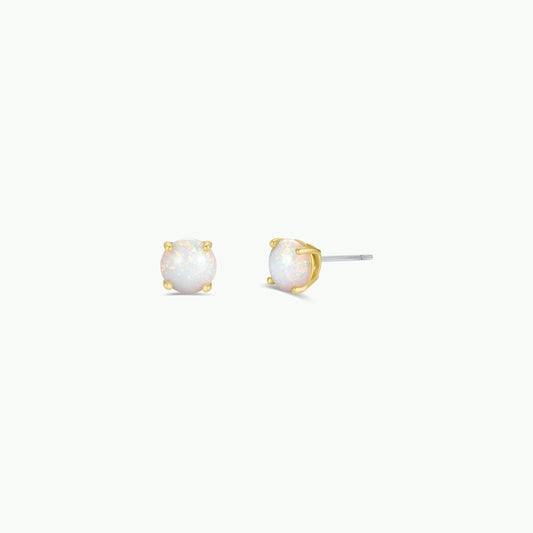 White Round Opalite GP Prong Studs