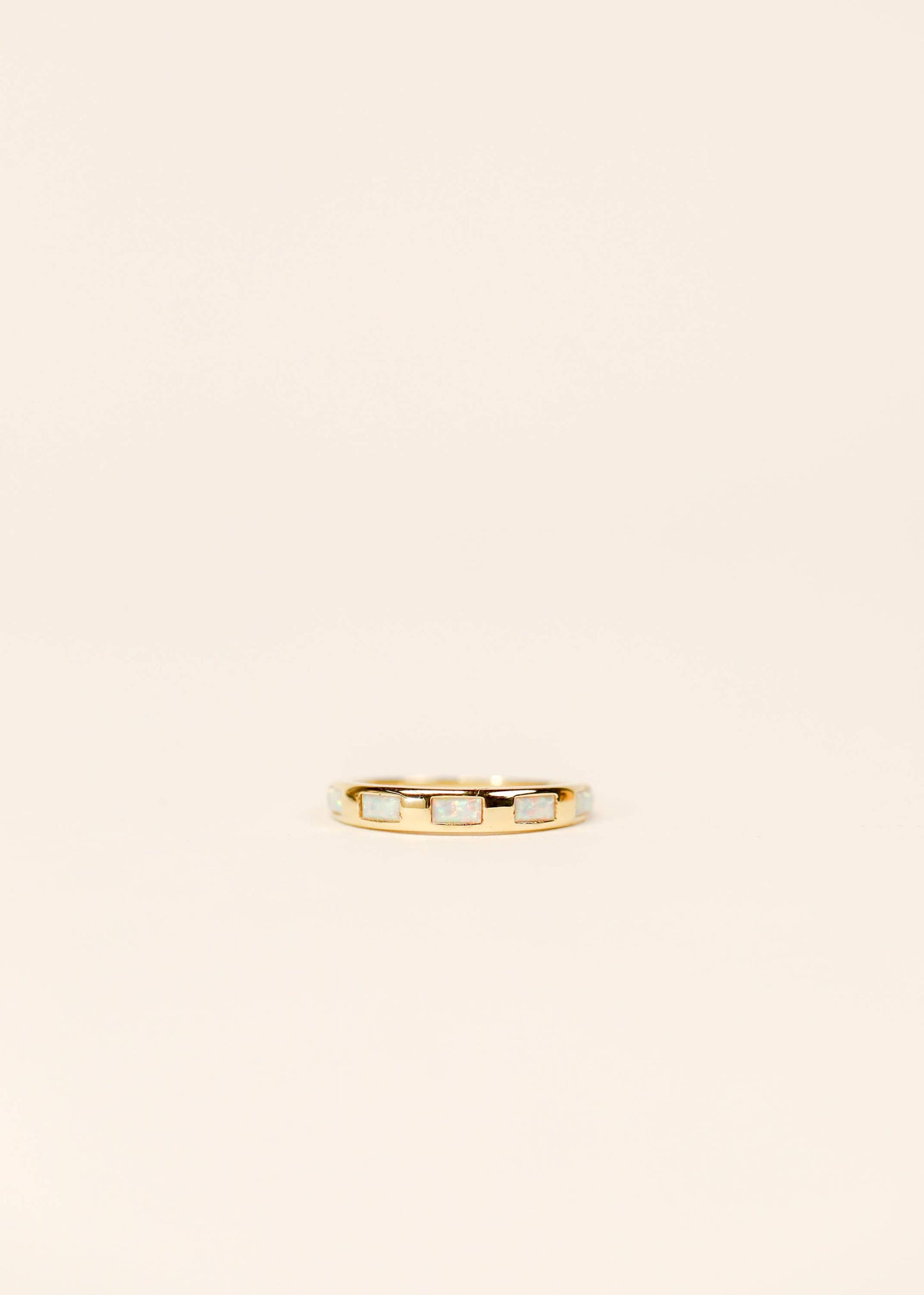 White Opalite Inset Baguette GP Ring