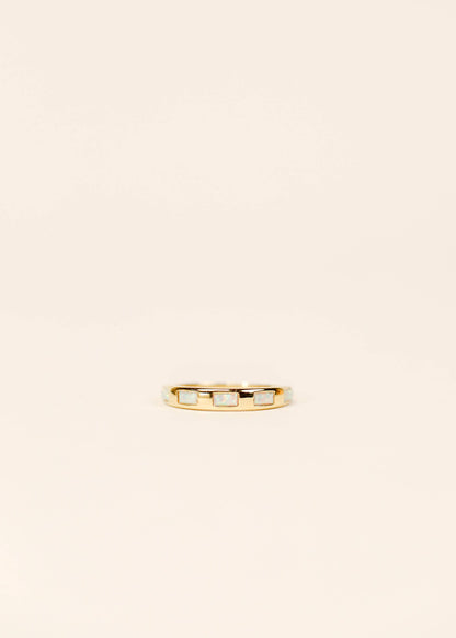 White Opalite Inset Baguette GP Ring