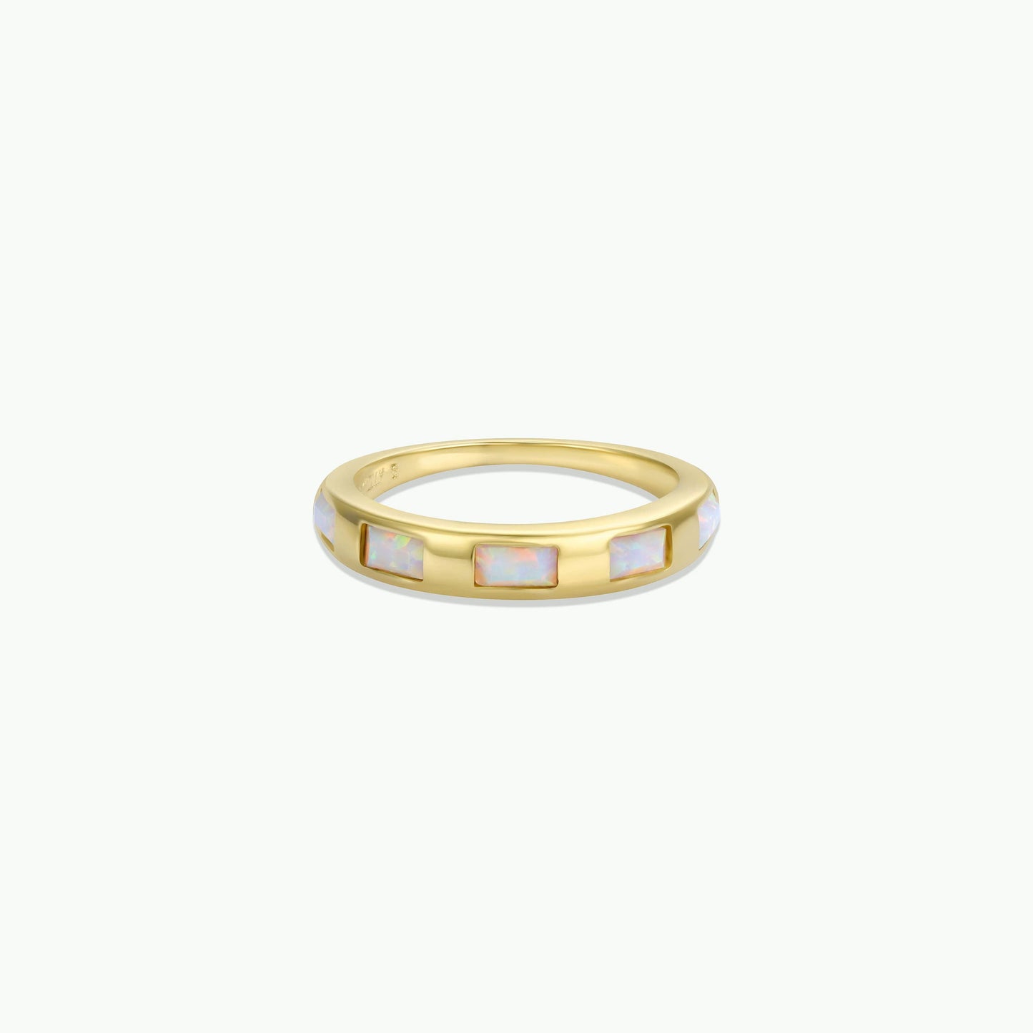 White Opalite Inset Baguette GP Ring