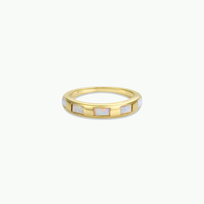 White Opalite Inset Baguette GP Ring