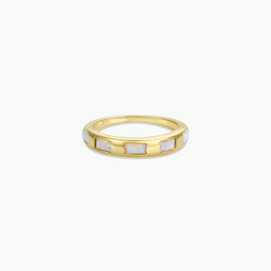 White Opalite Inset Baguette GP Ring