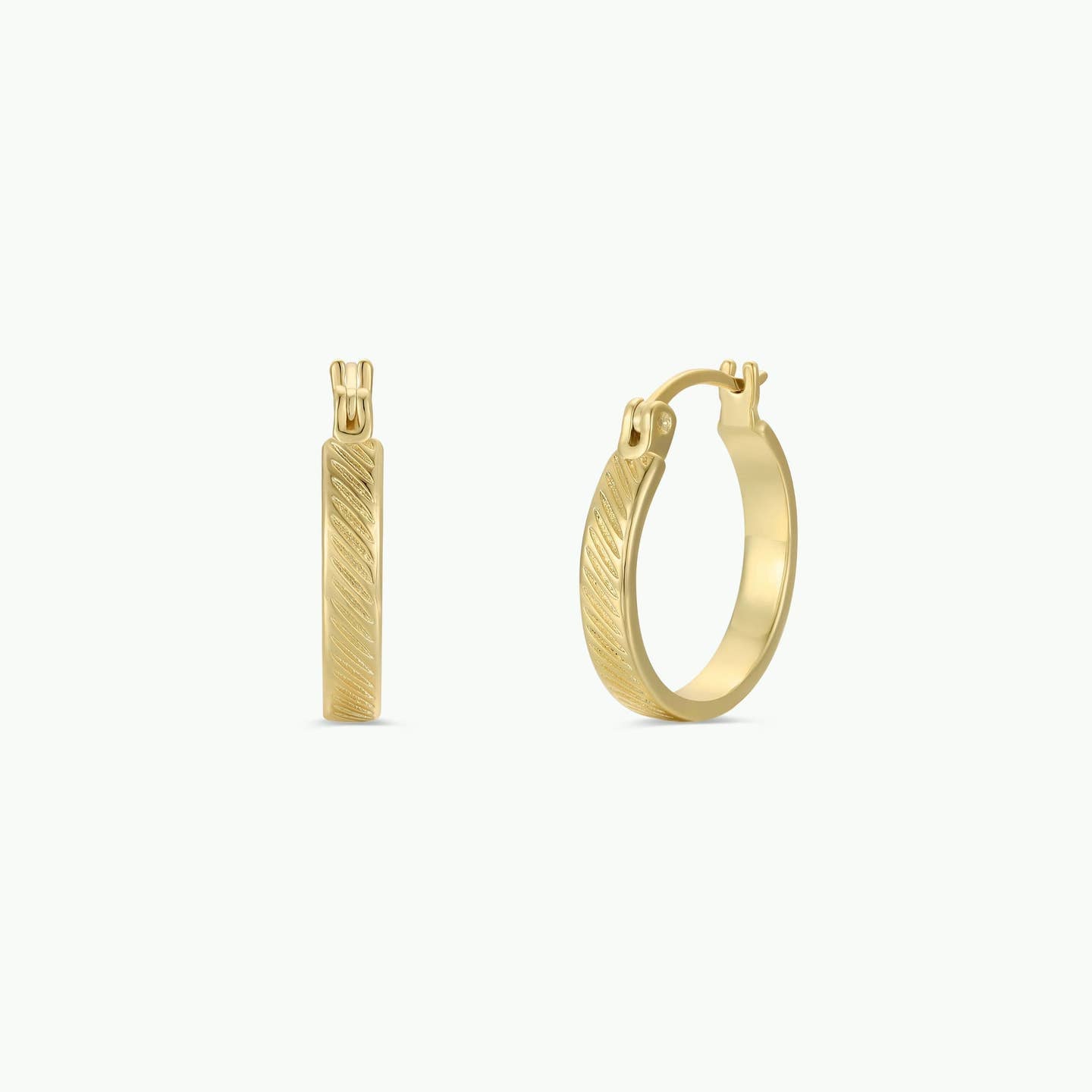 Gold Textured Hoops GP with Sterling Posts