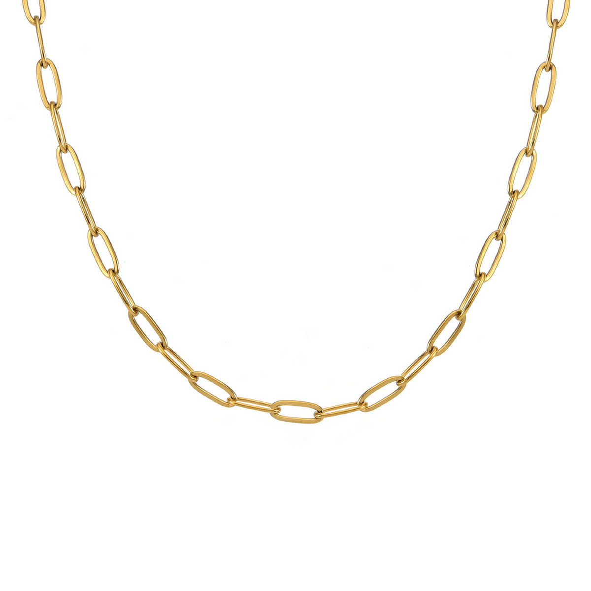 B Tiff 18k GP Oval Paperclip Chain w CZ clasp