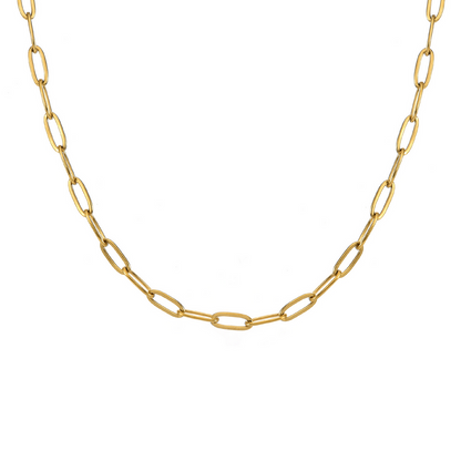 B Tiff 18k GP Oval Paperclip Chain w CZ clasp
