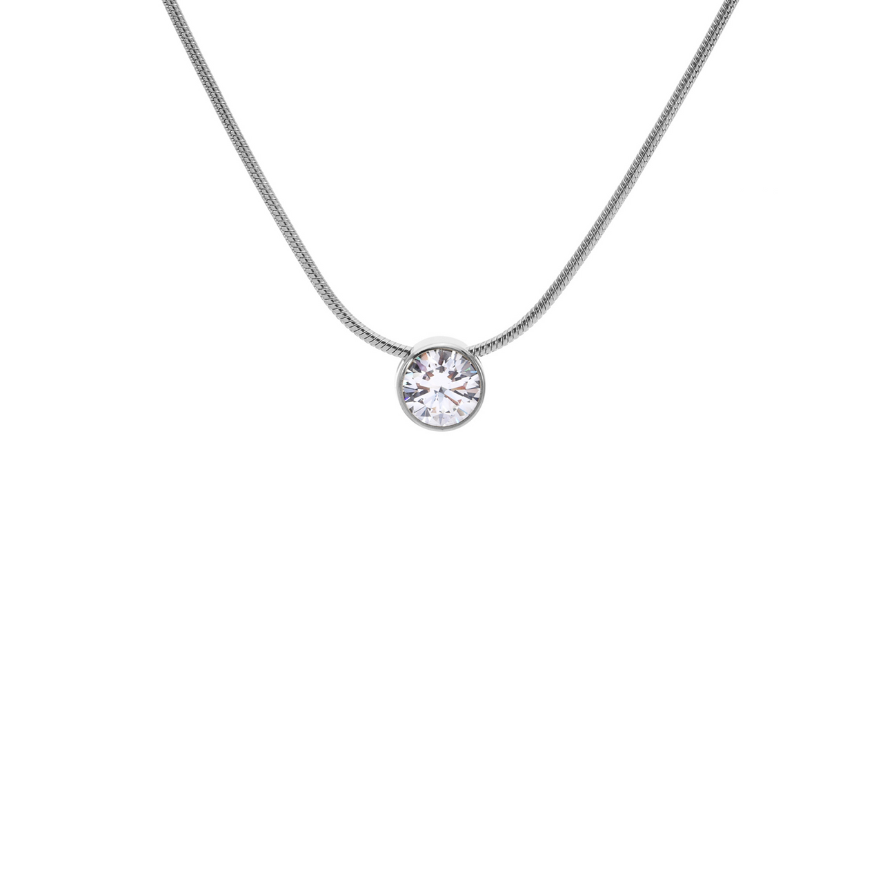 Stainless Steel 1 ct Solitaire Necklace