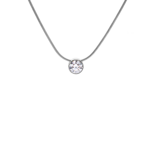 Stainless Steel 1 ct Solitaire Necklace