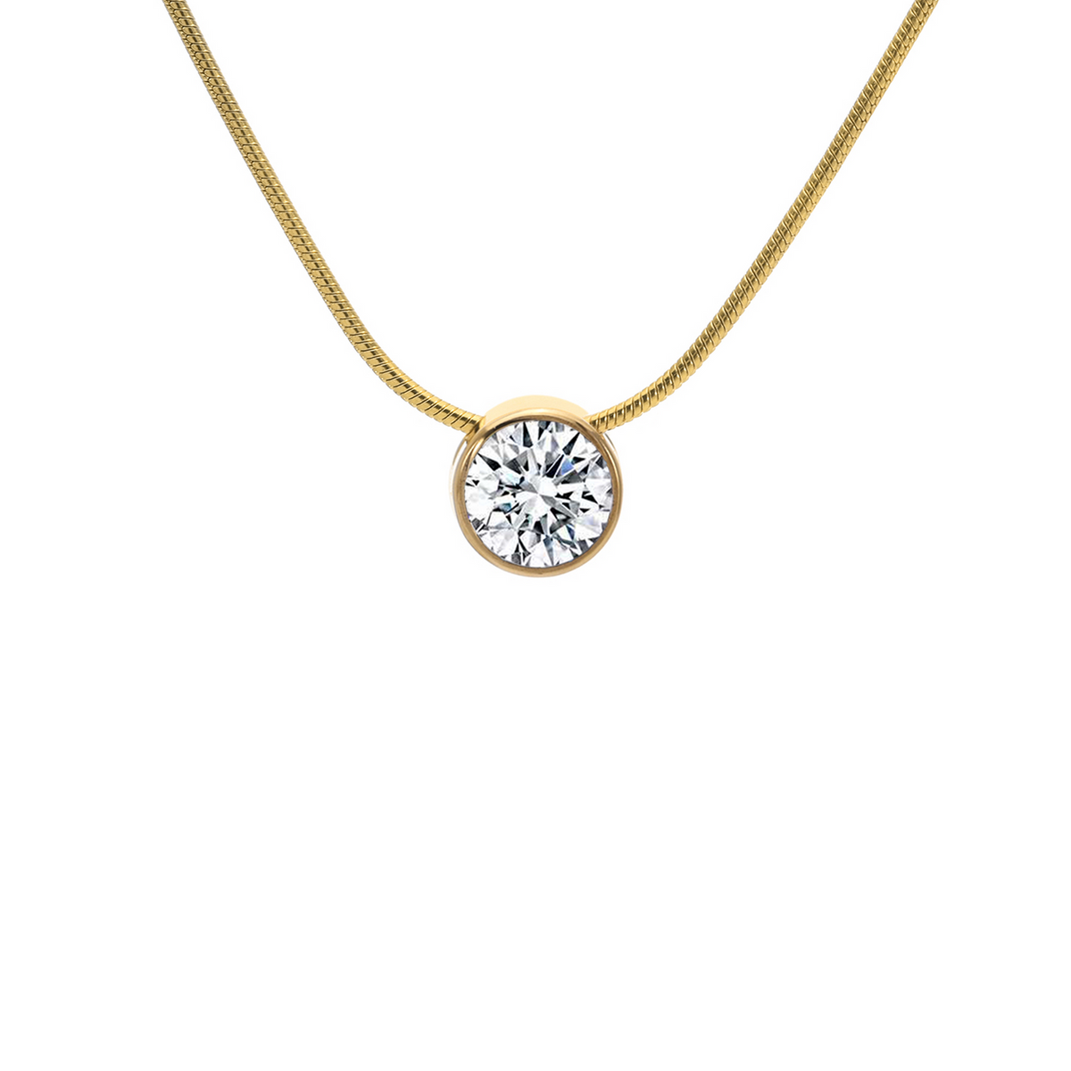 Stainless Steel 2 ct Solitaire Necklace
