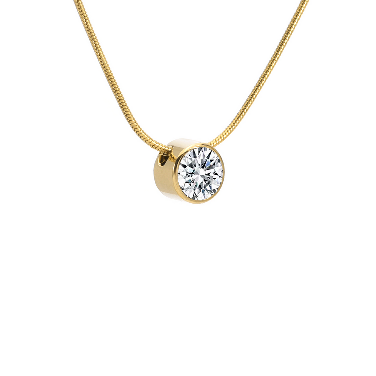 Stainless Steel 2 ct Solitaire Necklace