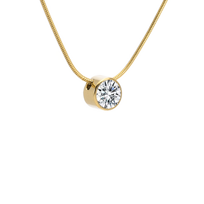 Stainless Steel 2 ct Solitaire Necklace