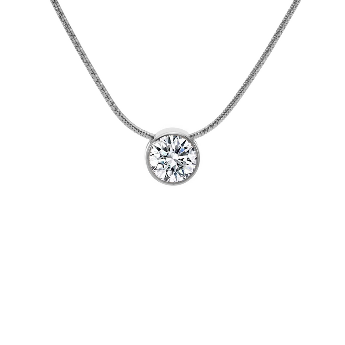 Stainless Steel 2 ct Solitaire Necklace
