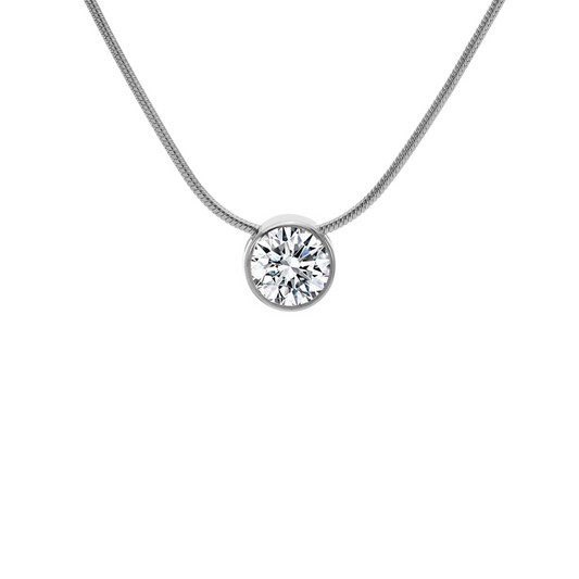 Stainless Steel 2 ct Solitaire Necklace