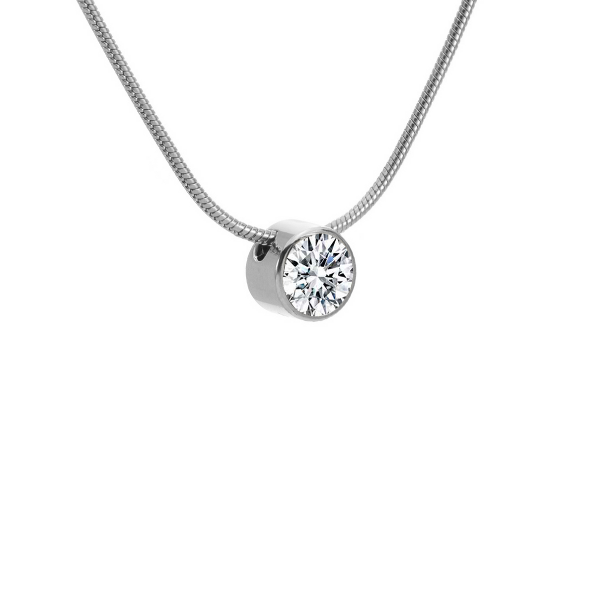 Stainless Steel 2 ct Solitaire Necklace