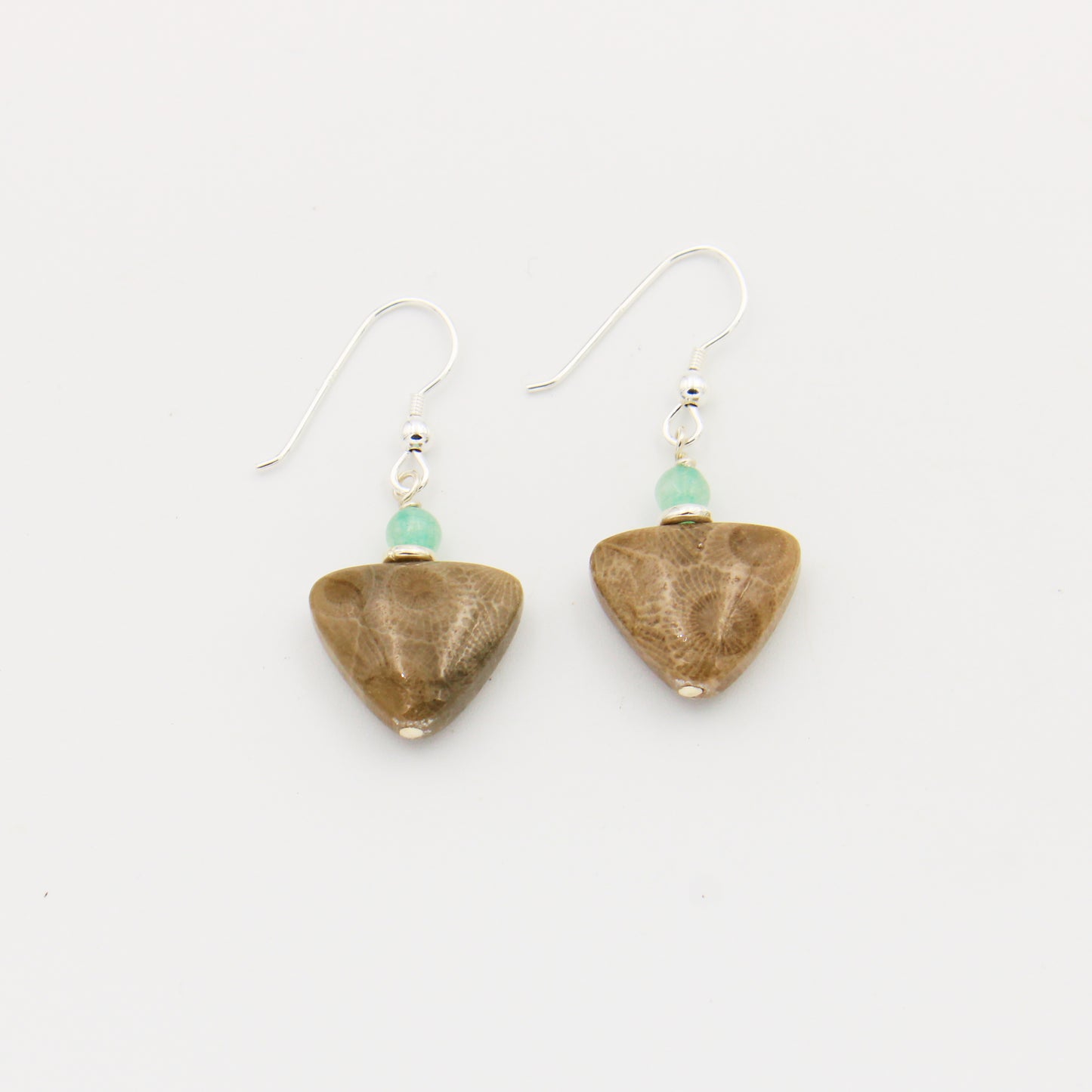 Petoskey Triangle Drilled Earrings