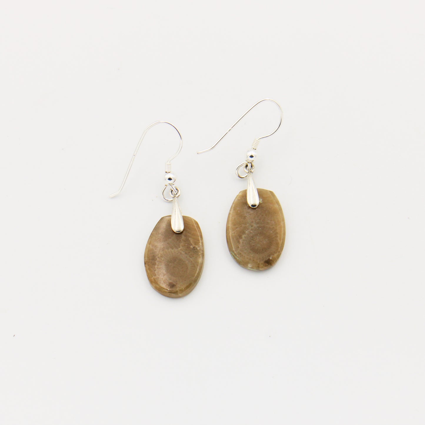 Petoskey Oval Slice Sterling Earrings