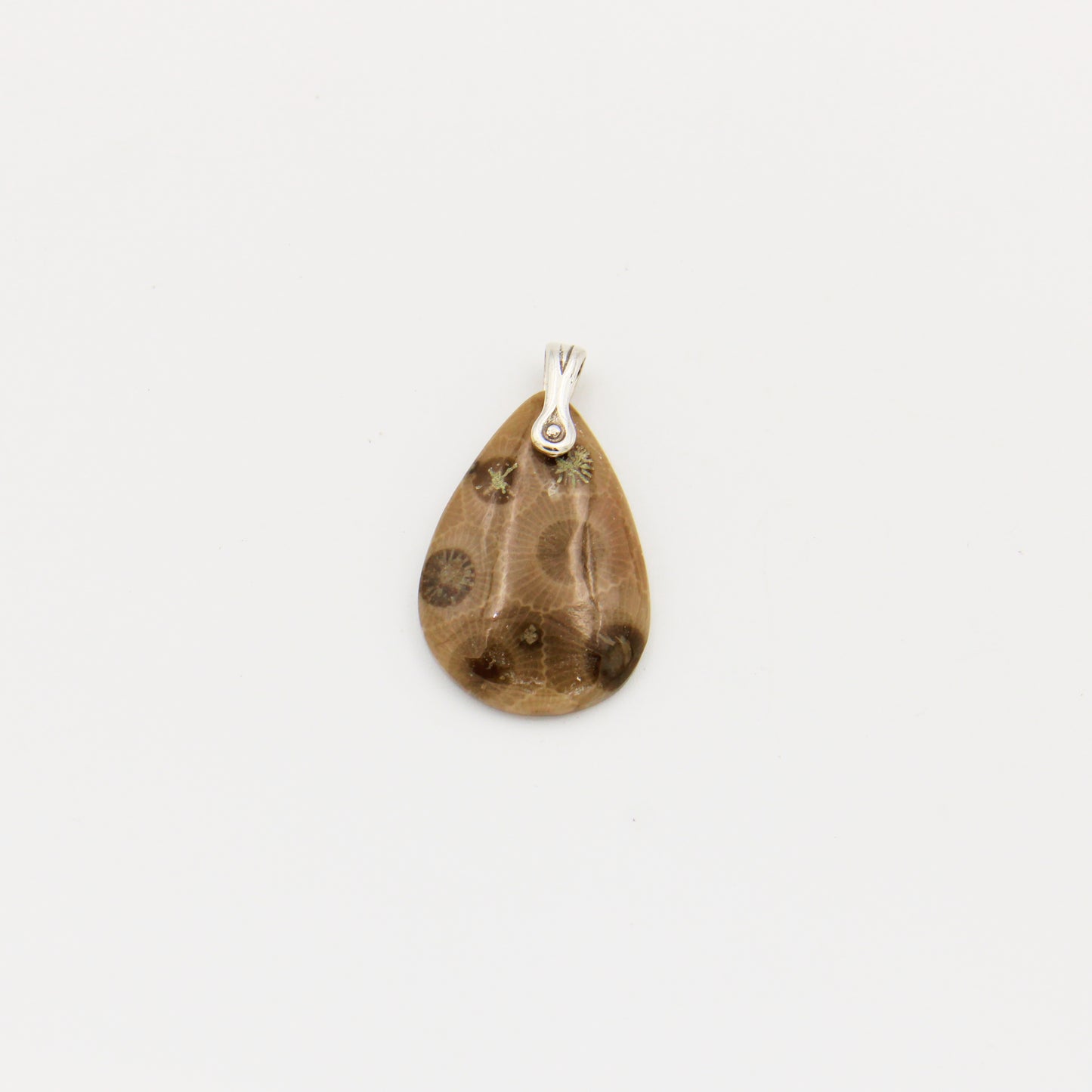 Petoskey Stone Small Pear Slice Pendant
