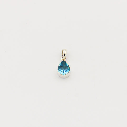 Blue Topaz Pear Sterling Pendant