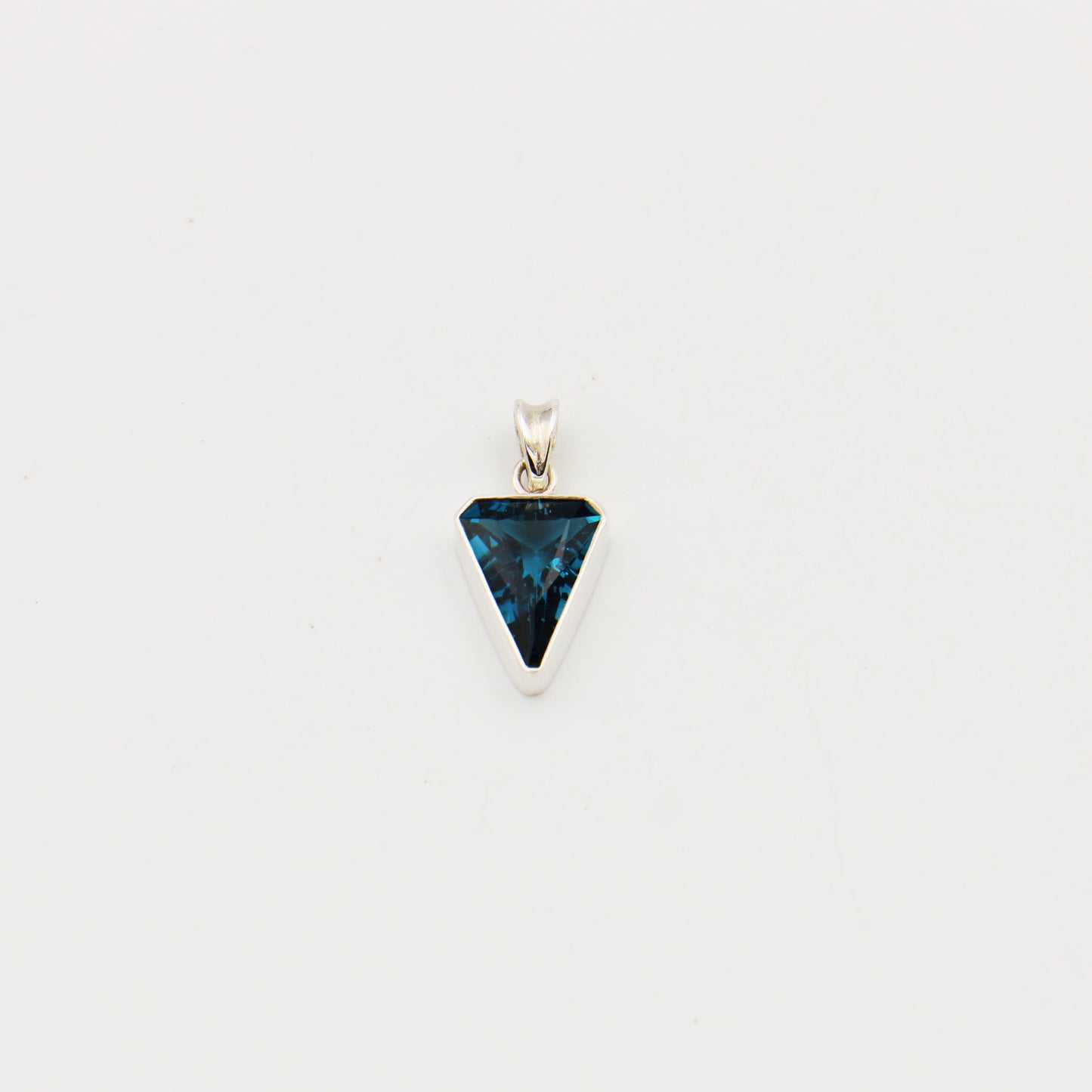 Blue Topaz Long Triangle Sterling Pendant