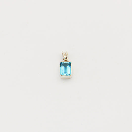 Blue Topaz Rectangle Sterling Pendant