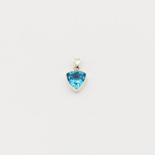 Blue Topaz Trilliant Sterling Pendant