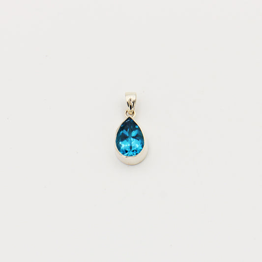 Blue Topaz Pear Sterling Pendant