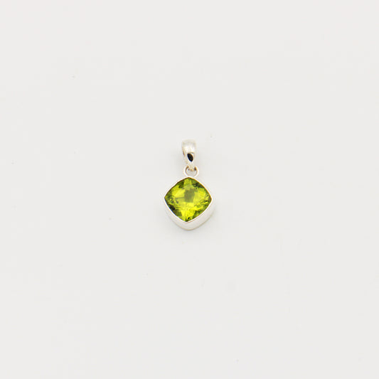 Peridot Cushion Cut Sterling Pendant