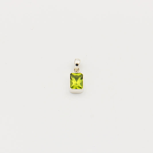 Peridot Emerald Cut Sterling Pendant