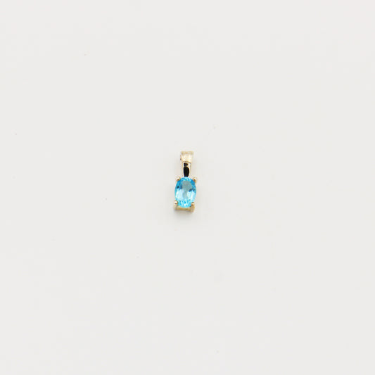 Blue Topaz Tiny Oval Sterling Pendant