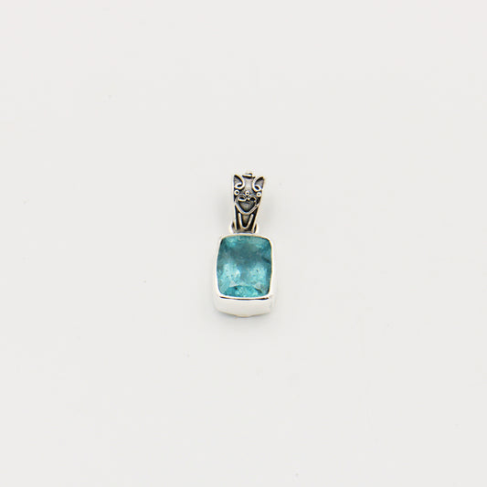 Aquamarine Rectangle Sterling Pendant