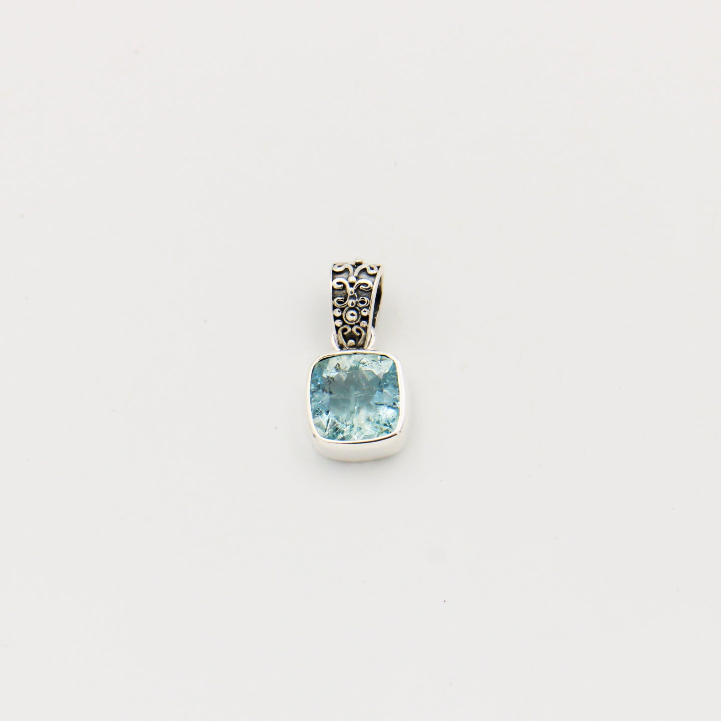 Aquamarine Square Sterling Pendant