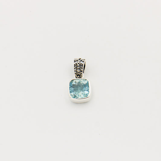 Aquamarine Square Sterling Pendant