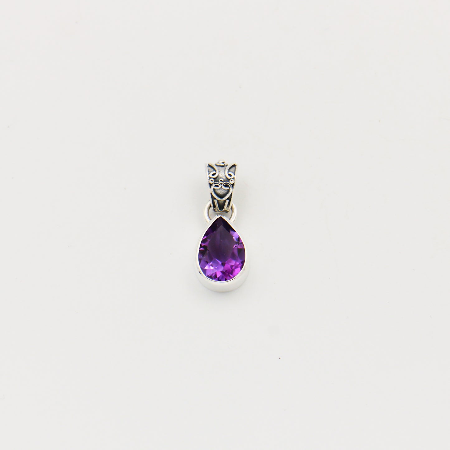 Amethyst Pear Sterling Silver Pendant