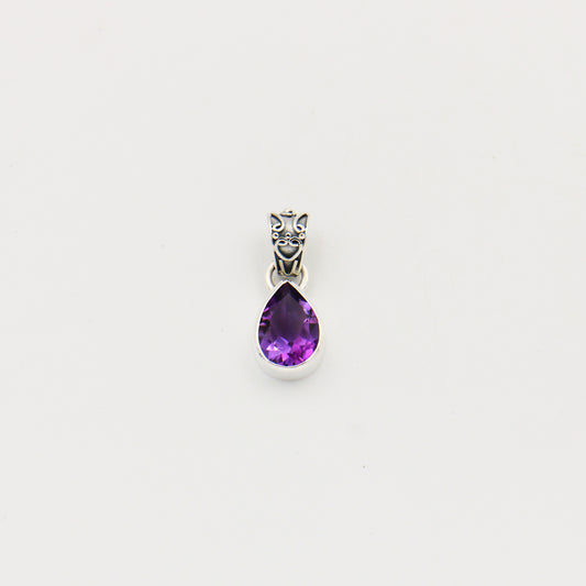 Amethyst Pear Sterling Silver Pendant