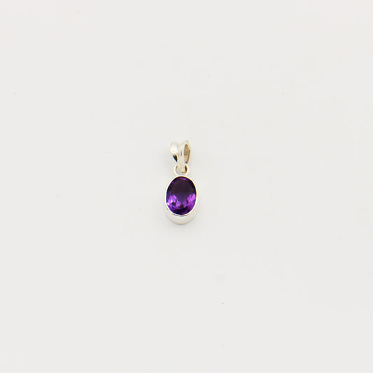 Amethyst Oval Sterling Silver Pendant
