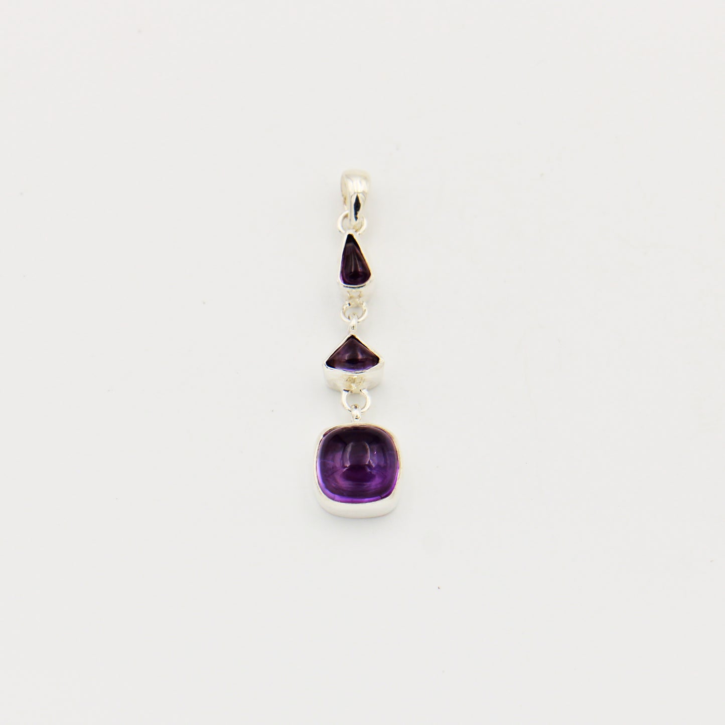 Amethyst 3 Stone Sterling Pendant